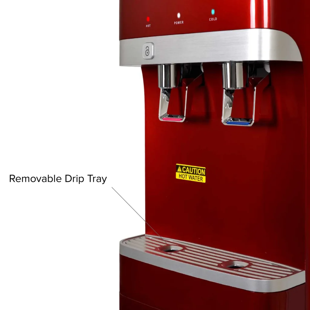 Red upright water cooler detailed image